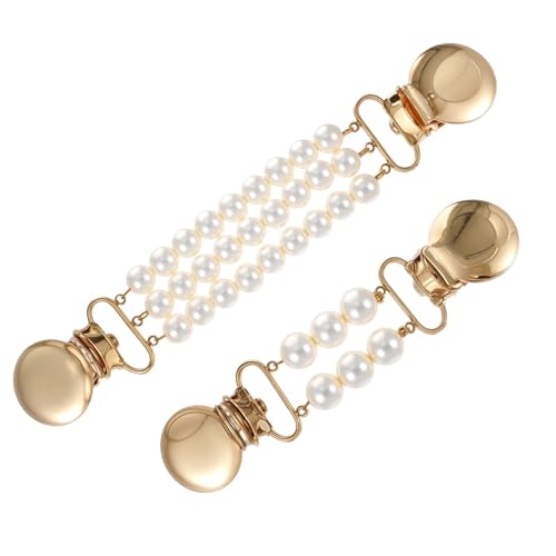 2 Stück Cinch Clip Waist Perlen Cardigan Kleid Taillenstraffer Clips Strickjacken Kleider Legierung Dekorative Kleiderklammern für Damen Blusen Swirl Schal Schnalle Kette Kreative Broschen Kleidung von Bremorou