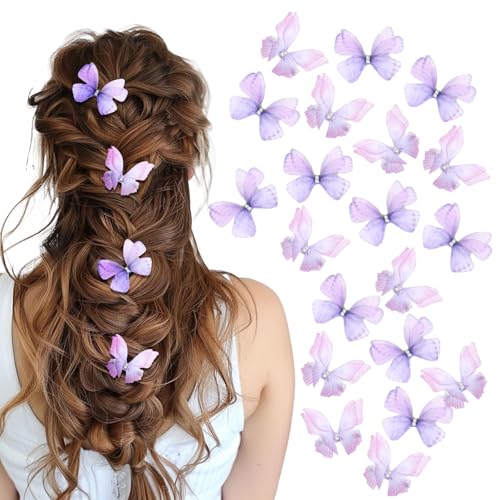 20 Stück Schmetterling Haarspangen Mädchen 3d Glitzer Farbverlauf Haarschmuck Niedliche Schmetterlings Haarclips Dekorative Haarnadeln Schmetterlinge Deko Mit Clip für Damen Blumenmä Hochzeit von Bremorou