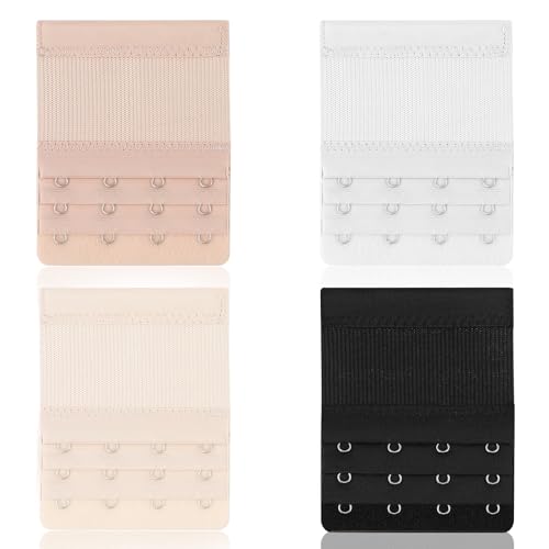 4 Stück BH Verlängerung 4 Haken BH Verlängerer Damen BH Verlängerung Damen BH Verlängerungs BH Stretch Unterwäsche Verlängerungsschnalle Verlängerungsgurt Schwangerschafts Zubehör Bra Extender von Bremorou