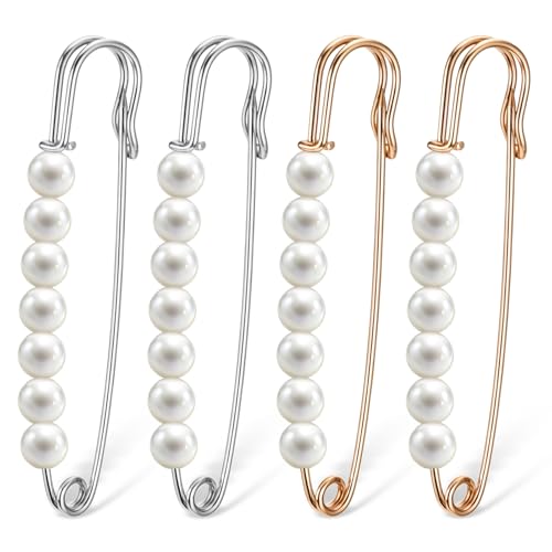 4 Stück Brosche Ausschnitt Verkleinern Broschen & Anstecknadeln Brosche Sicherheitsnadel Strass Pullover Clip Broschen Pins Pullover Schal Clips Brosche Kragen Clip Für Damen Hosen Rock Taille von Bremorou
