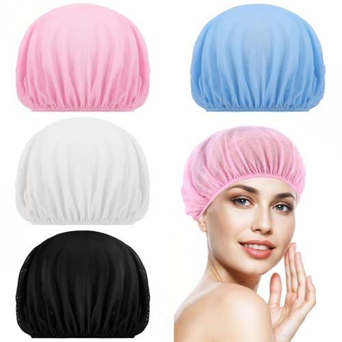 4 Stück Haarnetz Zum Schlafen Weiche Mesh Bonnet Sleep Cap Netz Plopping Kappe Atmungsaktiv Trocknen Nachthaarhut Verstellbare Netzhaube für Frauen Schlafhaube Haare Schützen Nachtschlafhaube von Bremorou