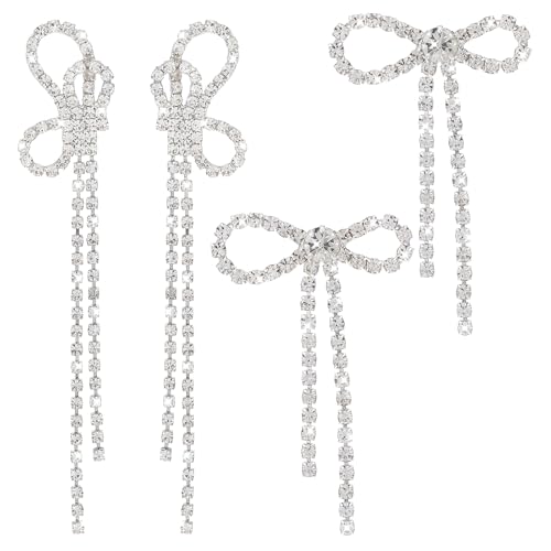 4 Stück Silberne Ohrringe Damen Ohrringe Schleifen Strass Ohrring Schleifenohrringe Bogen Ohrstecker Tropfenohrringe Funkelnde Abschlussball Für Damen Frauen Mädchen Schmuck 4 Stück Silberne Ohrringe Damen Ohrringe Schleifen Strass Ohrring Schleifenohrringe Bogen Ohrstecker Tropfenohrringe Funkelnde Abschlussball Für Damen Frauen Mädchen Schmuck von Bremorou