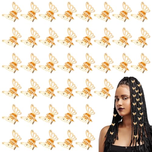 40 Stück Haarklammern Klein Metall Schmetterling Haarklammer Kleine Haarspangen Gold Hochzeiten Butterfly Hair Clips Schmetterlinge Haarschmuck für Dreadlock Damen Bräute Mädchen Und Frauen von Bremorou