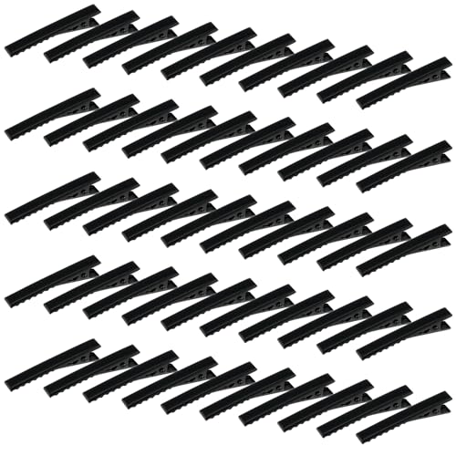 50 Stück Haarclips Damen Haarklemmen Haarklammern Friseurbedarf Schwarz Friseur Klammern Alligator Clips Tortoise Krokodilklemmen Haare Metall Haarspangen für Friseursalon Haarstyling Zubehör von Bremorou