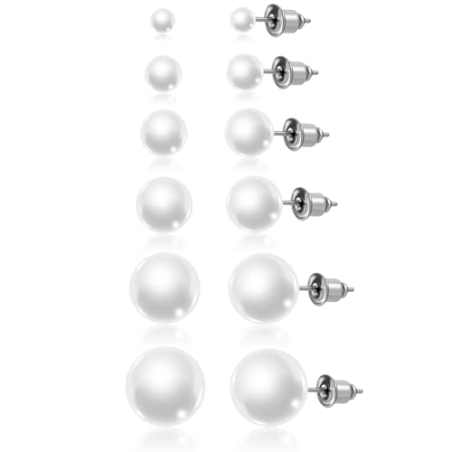 6 Paar Ohrringe Perlen Ohrstecker Perlenohrringe Set Weiße Süßwasserperlen Ohrringe Stecker Leicht Glänzend Für Damen Mädchen 6 Größen Perlenohrstecker 6 Paar Ohrringe Perlen Ohrstecker Perlenohrringe Set Weiße Süßwasserperlen Ohrringe Stecker Leicht Glänzend Für Damen Mädchen 6 Größen Perlenohrstecker von Bremorou