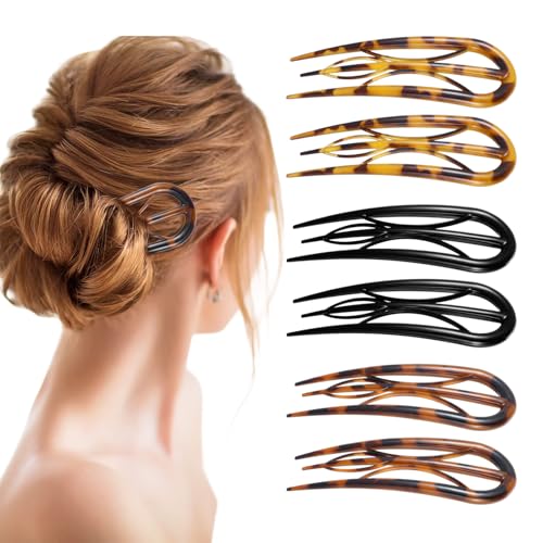 6 Stück U-förmige Haarnadeln, French Twist Hair Pin, Acryl Twist Haargabel,Französische Haarnadel, Starkem Halt French Clip, Haarnadeln Groß für Frauen Mädchen Haarschmuck Haarstyling Zubehör von Bremorou