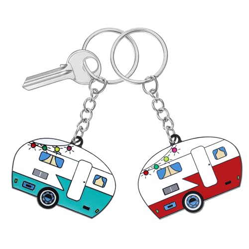 Bremorou 2 Stück Schlüsselanhänger Wohnwagen Deko Personalisiert Schlüsselanhänge Camper Auto Motiv Schlüsselanhänger Stilvolle Schlüssel Anhänger Für Rv Reise Campervan Charm von Bremorou