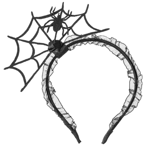 Halloween Haarreif Spinnennetz Kopfbedeckung Halloween Haarreifen Spinnen Kostüm Haarschmuck Spinne Haarreifen Lustiger Haarschmuck Verstellbare Kopfbedeckung Choker Set Für Frauen Party Cosplay von Bremorou