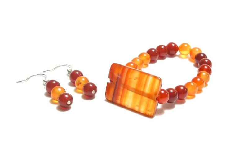Armband Und Ohrringe Set, Karneol Stein, Frauen, Teenager, Heilstein, Blb11 Armband Und Ohrringe Set, Karneol Stein, Frauen, Teenager, Heilstein, Blb11 von BrendaLizBoutique