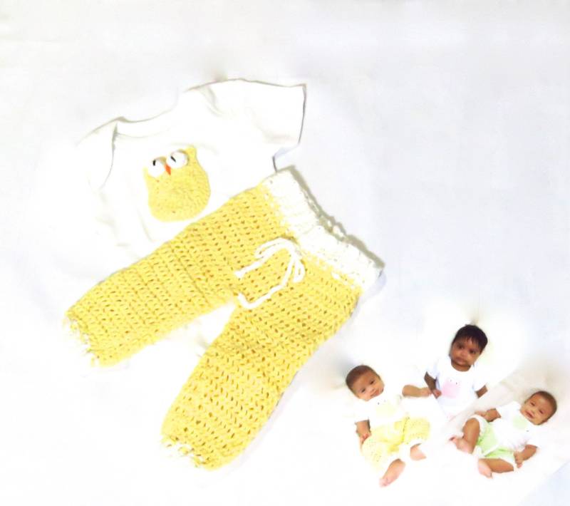 Bio Baby Hose Set, Gelbe Eule Junge, Mädchen, Shower Geschenk von BrendaLizBoutique