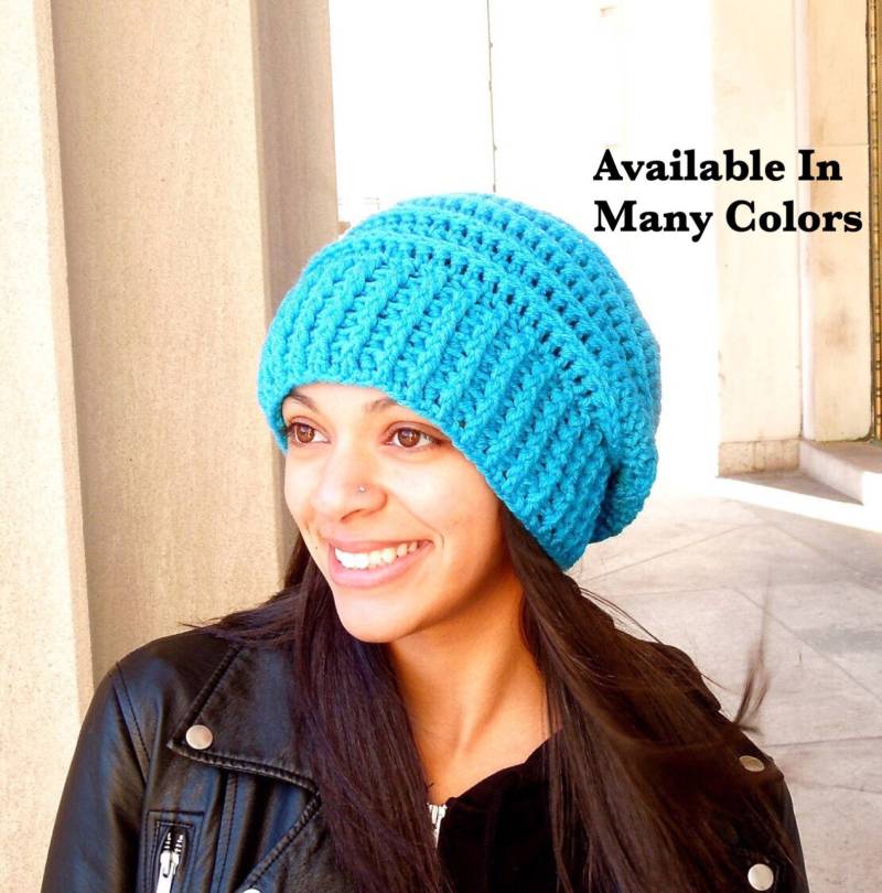 Gehäkelte Slouchy Hat, Bienenstock Hut, Tam Häkelhut, Farbe Ist Aqua von BrendaLizBoutique