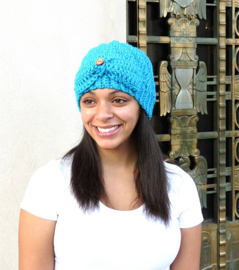 Gehäkelte Spiralmütze, Türkiser Hut, Häkelmütze, Farbe Ist Aqua von BrendaLizBoutique