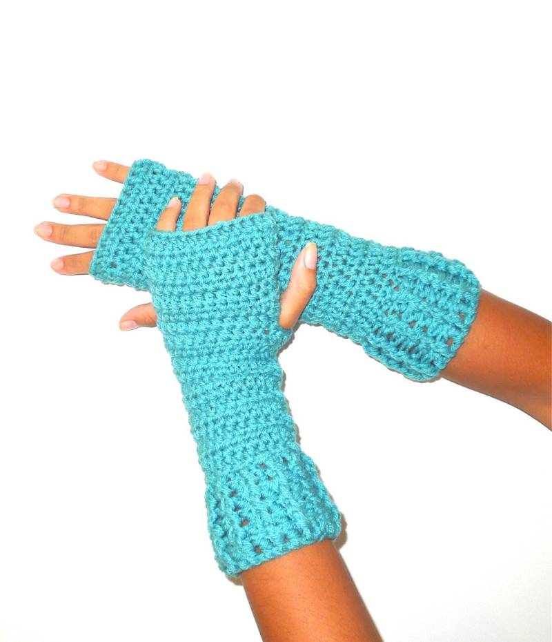 Gehäkelte Türkise Armstulpen, Lange Gehäkelte Türkise Armstulpen, Lange von BrendaLizBoutique