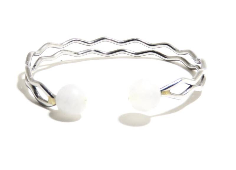 Sterling Stahl Armband Mit Weißem Stein, Verstellbares Armband, Metallarmband, Blb 61 Sterling Stahl Armband Mit Weißem Stein, Verstellbares Armband, Metallarmband, Blb 61 von BrendaLizBoutique