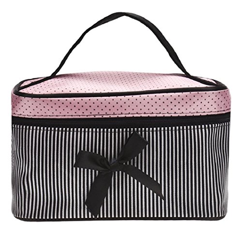 Brensty Damen Stripe Bow Monolayer Kosmetiktasche (Schwarz) von Brensty