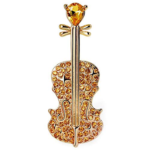 Brensty Mode Violine Broschen Für Frauen Kristall Instrumente Brosche Pins Schmuck Dropshipping Gold von Brensty