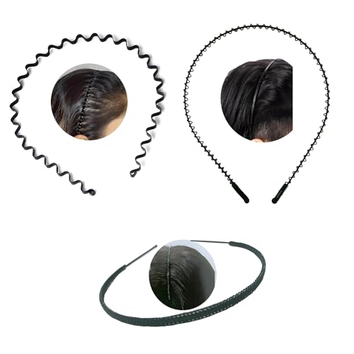 BrenzaFab 3 Stück schwarze flexible Metall-gewellte Feder und Kette, einfaches Haarband, Haarreif, für den täglichen Gebrauch, für Unisex Herren und Damen BrenzaFab 3 Stück schwarze flexible Metall-gewellte Feder und Kette, einfaches Haarband, Haarreif, für den täglichen Gebrauch, für Unisex Herren und Damen von BrenzaFab