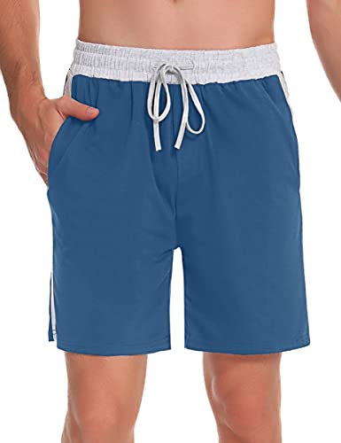 Bresdk Freizeithose Herren Baunwolle Sommer Kurze Hose Bermudahose Schlafanzughose für Männer Himmelblau M von Bresdk