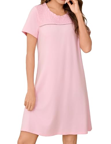 Bresdk Nachthemd Damen Baumwolle Schlafshirt Kurzarm Sommer Sleepshirt Damen Kurz Nachthemd mit Rundhals Falten und Loungewear Nachtwäsche Frauen Bresdk Nachthemd Damen Baumwolle Schlafshirt Kurzarm Sommer Sleepshirt Damen Kurz Nachthemd mit Rundhals Falten und Loungewear Nachtwäsche Frauen von Bresdk