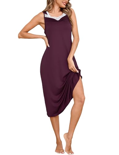Bresdk Nachthemd Damen Kurzarm Schlafshirt Spitze Sommer Nachtkleid Ärmellose Nachtwäsche Purpurrot M Bresdk Nachthemd Damen Kurzarm Schlafshirt Spitze Sommer Nachtkleid Ärmellose Nachtwäsche Purpurrot M von Bresdk
