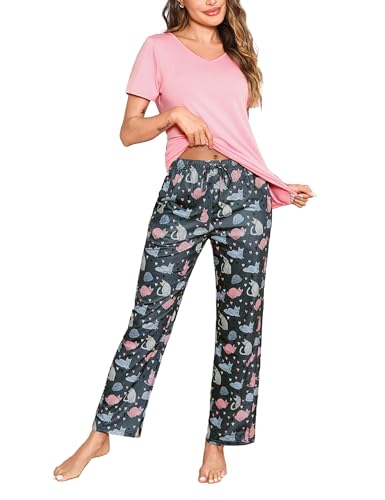 Bresdk Schlafanzug Damen Kurz Pyjama Set Baumwolle Kurzarm Lang Pyjamahose Sommer Nachtwäsche Hausanzug mit Taschen Bresdk Schlafanzug Damen Kurz Pyjama Set Baumwolle Kurzarm Lang Pyjamahose Sommer Nachtwäsche Hausanzug mit Taschen von Bresdk