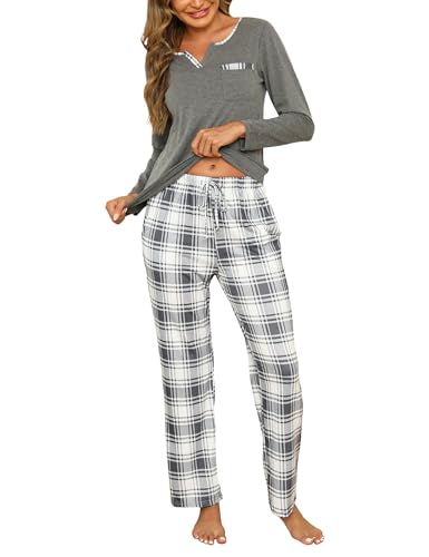 Bresdk Schlafanzug Damen Lang Pyjamas Set Herbst Winter Nachtwäsche Zweiteiliger Sleepwear Weich Loungewear Hausanzug mit Taschen Bresdk Schlafanzug Damen Lang Pyjamas Set Herbst Winter Nachtwäsche Zweiteiliger Sleepwear Weich Loungewear Hausanzug mit Taschen von Bresdk