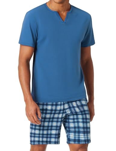 Bresdk Schlafanzug Herren Kurz Pyjama Baumwolle Große Größen Sommer Nachtwäsche Himmelblau 3XL von Bresdk