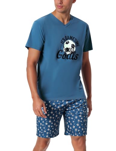 Bresdk Schlafanzug Herren Pyjama Kurz Lustig Nachtwäsche Set Dunkelblau Fußballmuster M von Bresdk