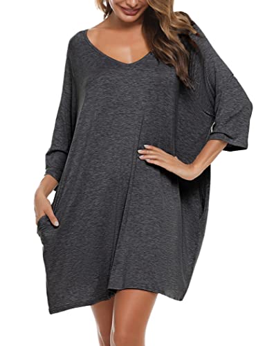 Bresdk Schlafshirt Damen Baumwolle 3/4 Ärmel Lang Große Größen Sleepshirt Frauen Nachtwäsche Dunkelgrau L Bresdk Schlafshirt Damen Baumwolle 3/4 Ärmel Lang Große Größen Sleepshirt Frauen Nachtwäsche Dunkelgrau L von Bresdk
