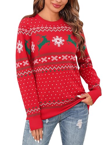 Bresdk Weihnachtspullover Damen Christmas Pullover Partner Paar Couple Weihnachtspulli Frauen Rot L von Bresdk