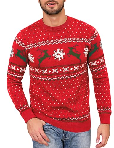 Bresdk Weihnachtspullover Herren Christmas Pullover Partner Paar Couple Weihnachtspulli Männer Rot XXL von Bresdk
