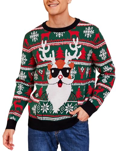 Bresdk Weihnachtspullover Herren Ugly Christmas Sweater Lustig Weihnachtspulli Elchhirsch Muster Winter Warm Unisex-Paar grün M Bresdk Weihnachtspullover Herren Ugly Christmas Sweater Lustig Weihnachtspulli Elchhirsch Muster Winter Warm Unisex-Paar grün M von Bresdk
