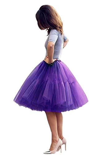 Brevoscht Damen Tüllrock 5 Lage Prinzessin Falten Rock Tutu Organza Petticoat Ballettrock Unterrock Pettiskirt von Brevoscht