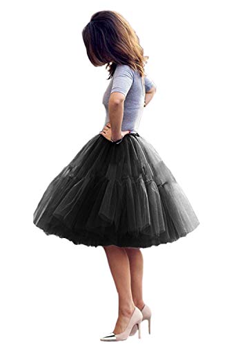 Brevoscht Damen Tüllrock 5 Lage Prinzessin Falten Rock Tutu Organza Petticoat Ballettrock Unterrock Pettiskirt von Brevoscht