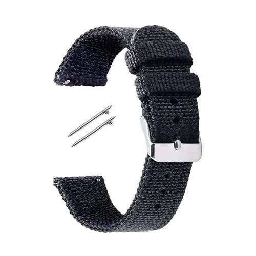 Breyhda 18 mm, 20 mm, 22 mm, 24 mm, gewebtes Uhrenarmband aus Nylon-Canvas – universelles Sportarmband mit Schnellverschluss für Männer und Frauen,Schwarz,22mm von Breyhda