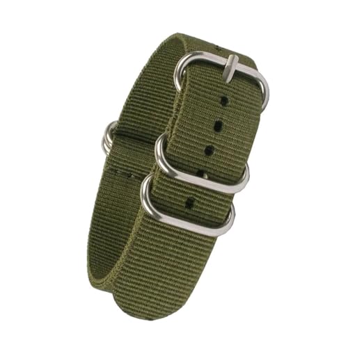 Breyhda Gestreiftes Nylon-Uhrenarmband 16 mm 18 mm 20 mm 22 mm 24 mm – wasserdichtes Uhrenarmband, verschleißfest, kompatibel mit den meisten Uhren,Armeegrün,22mm von Breyhda