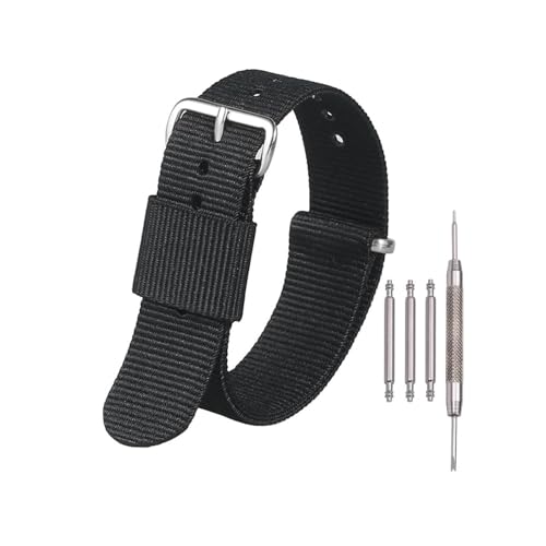 Breyhda Gewebtes Uhrenarmband aus Nylon, 16–22 mm – Ersatzarmband, weich und langlebig, universell passend für die meisten Uhren, Uhrenzubehör,19mm Breyhda Gewebtes Uhrenarmband aus Nylon, 16–22 mm – Ersatzarmband, weich und langlebig, universell passend für die meisten Uhren, Uhrenzubehör,19mm von Breyhda