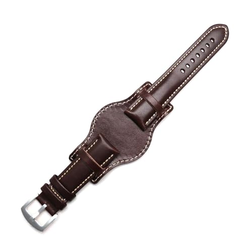 Breyhda Handgefertigtes Lederarmband – 18–22 mm, mattes Finish, Ersatzarmband mit gebogenen Enden,22mm von Breyhda