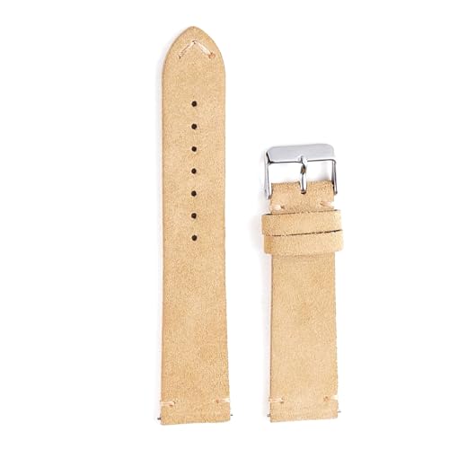 Breyhda Handgefertigtes Uhrenarmband aus Wildleder – 18 mm, 20 mm, 22 mm, weiches, bequemes Ersatzarmband,Khaki,20mm von Breyhda