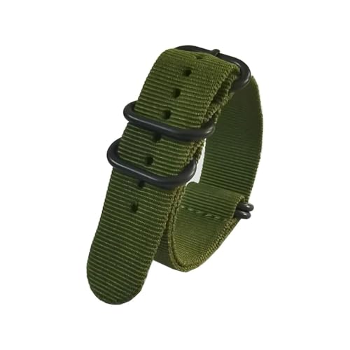 Breyhda Herren-Uhrenarmband aus Nylon, 18 mm, 20 mm, 22 mm, 24 mm – schwarze Ringschnalle, Uhrenarmbänder, Herrenuhrenzubehör,Armeegrün,20mm von Breyhda