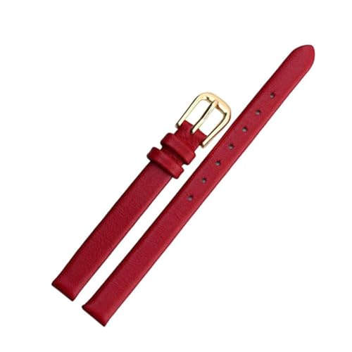 Breyhda Lederarmband für Damen – 6–17 mm schmales Armband mit silberner Edelstahlschnalle,Rot,12mm von Breyhda
