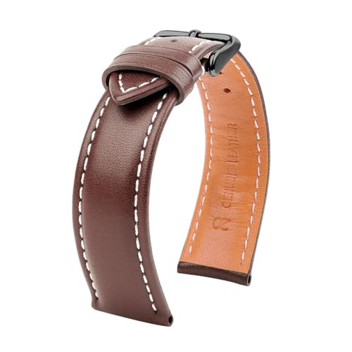 Breyhda Lederarmband für Herren – 20–24 mm, klassisches Ersatzarmband mit sicherer Schnalle,21mm Breyhda Lederarmband für Herren – 20–24 mm, klassisches Ersatzarmband mit sicherer Schnalle,21mm von Breyhda
