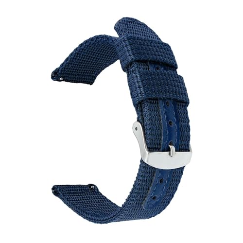Breyhda Uhrenarmband aus Canvas-Nylon, 18 mm, 20 mm, 22 mm, 24 mm – Ersatzarmband für Herren-Sportuhren, langlebiges Armband, einfach anzubringen,Dunkelblau,22mm Breyhda Uhrenarmband aus Canvas-Nylon, 18 mm, 20 mm, 22 mm, 24 mm – Ersatzarmband für Herren-Sportuhren, langlebiges Armband, einfach anzubringen,Dunkelblau,22mm von Breyhda