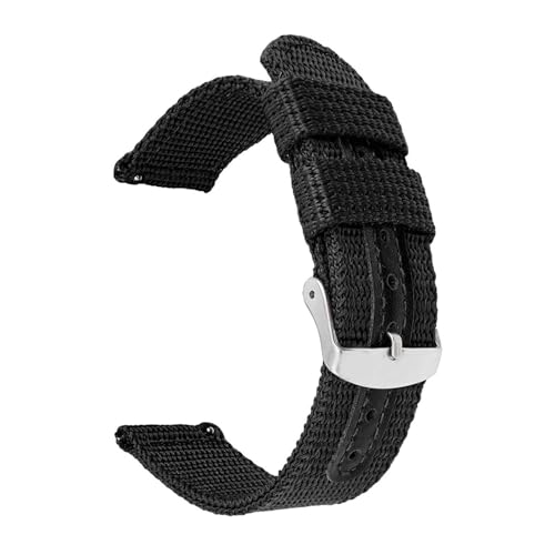 Breyhda Uhrenarmband aus Canvas-Nylon, 18 mm, 20 mm, 22 mm, 24 mm – Ersatzarmband für Herren-Sportuhren, langlebiges Armband, einfach anzubringen,Schwarz,22mm Breyhda Uhrenarmband aus Canvas-Nylon, 18 mm, 20 mm, 22 mm, 24 mm – Ersatzarmband für Herren-Sportuhren, langlebiges Armband, einfach anzubringen,Schwarz,22mm von Breyhda