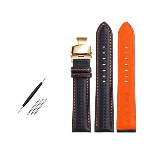 Breyhda Uhrenarmband aus Karbonfaser – 18–24 mm Ersatzband mit Schmetterlingsschließe,20mm von Breyhda