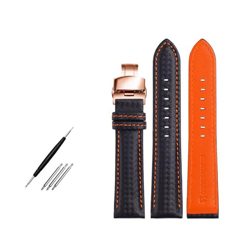 Breyhda Uhrenarmband aus Karbonfaser – 18–24 mm Ersatzband mit Schmetterlingsschließe,21mm von Breyhda
