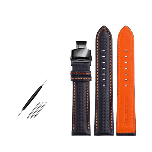 Breyhda Uhrenarmband aus Karbonfaser – 18–24 mm Ersatzband mit Schmetterlingsschließe,22mm von Breyhda