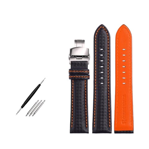 Breyhda Uhrenarmband aus Karbonfaser – 18–24 mm Ersatzband mit Schmetterlingsschließe,22mm von Breyhda