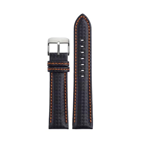 Breyhda Uhrenarmband aus Kohlefaser-Leder – 18–24 mm, modernes Ersatzarmband mit Installationssatz,21mm von Breyhda