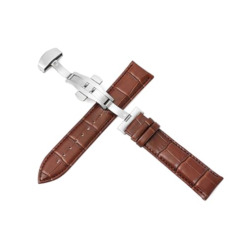 Breyhda Uhrenarmband aus Leder mit Schmetterlingsschnalle – 12–24 mm, Ersatzarmband mit sicherem Verschluss,Braun,21mm Breyhda Uhrenarmband aus Leder mit Schmetterlingsschnalle – 12–24 mm, Ersatzarmband mit sicherem Verschluss,Braun,21mm von Breyhda
